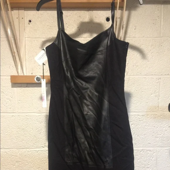 Susana Monaco Black Wool and Genuine Leather Dress NWT Size 4
